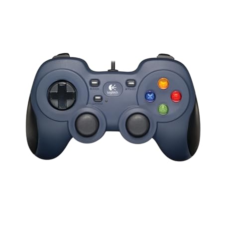 Manette de jeu Logitech F310 filaire, PC, bleu/gris - confortable et avec croix directionnelle 4 boutons