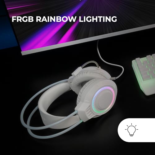 Casque Gaming Mars MH124 FRGB Rainbow Blanc Design Ergonomiqueاستعراض specifier les trois éléments les plus interpellant