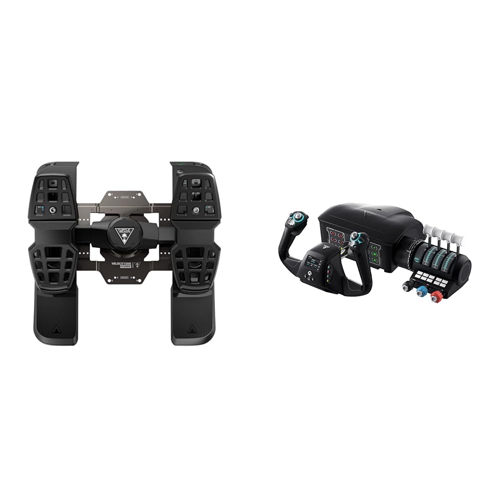 Turtle Beach Velocity One Flight Rudder Pedals Bundle Noir Foncé pour Joueurs Avancés à la Réception de Vols