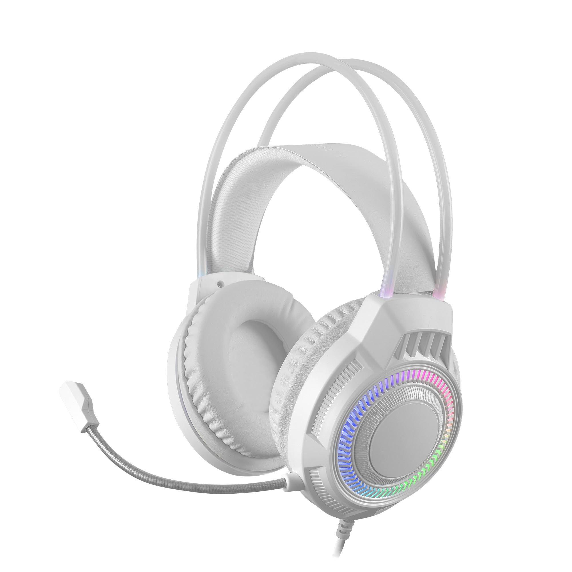 Casque Gaming Mars MH124 FRGB Rainbow Blanc Design Ergonomiqueاستعراض specifier les trois éléments les plus interpellant
