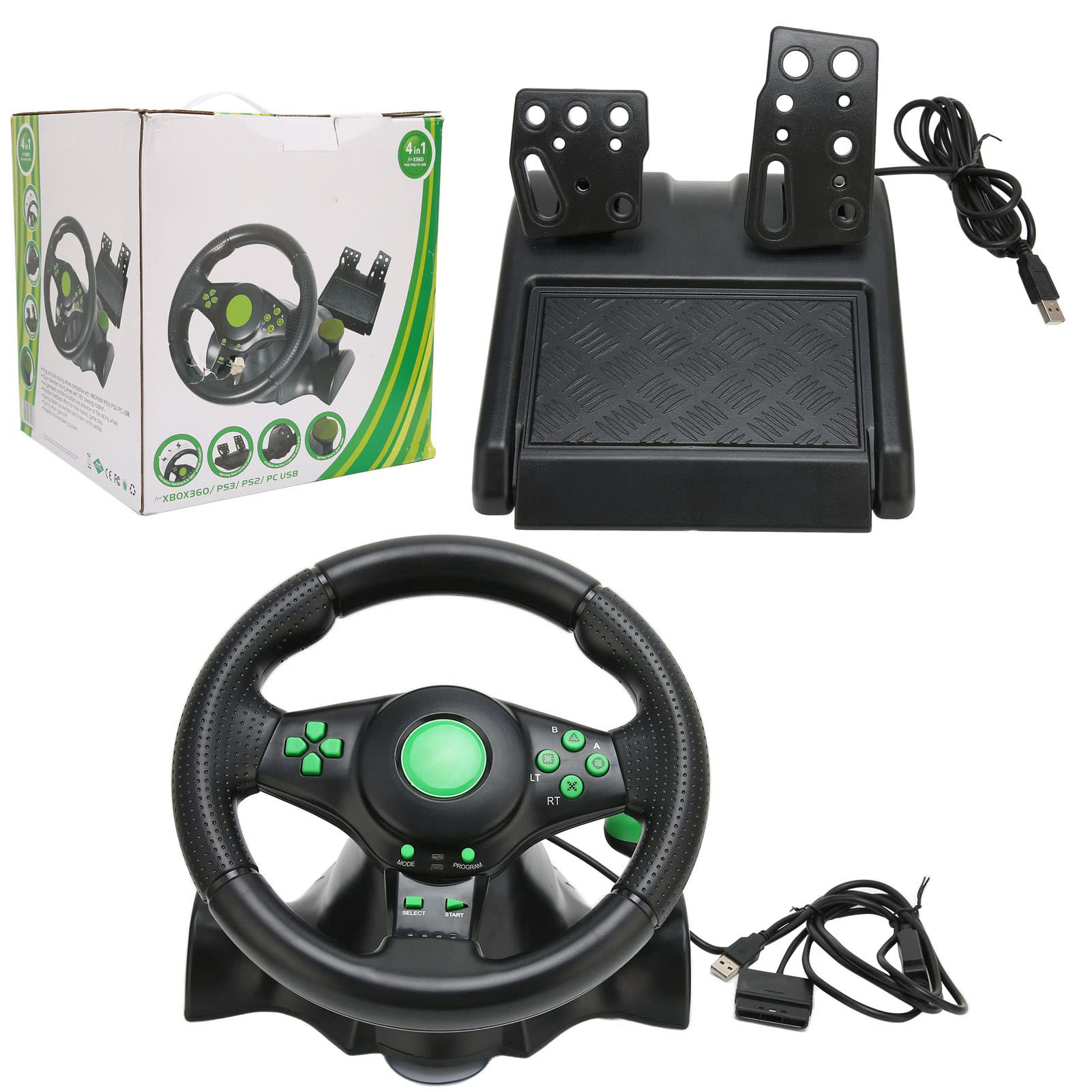 Volant de Course PC Gaming Universel USB avec Pédale Ergonomique 180° pour Sim Race, Compatible PC et PS3, Volant Gaming